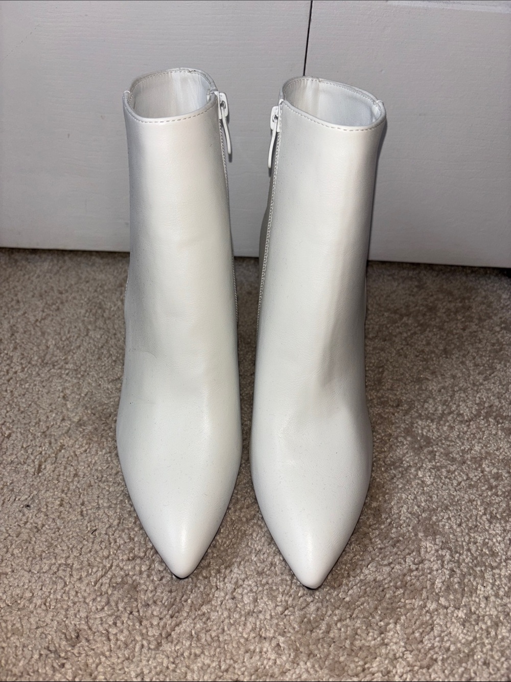 White Pointed Toe Ankle Boots - Women